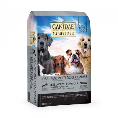 Canidae 全線產品絕不含動物內臟、副產品、化學防腐劑、維他命 K3、人造色素及味精。

Canidae 狗糧以 4 種人類食用級數、不含抗生素及荷爾蒙激素之鮮肉為基本主要優質蛋白質原素 (包括鮮雞肉、火雞肉、羊肉及鮮魚)，提供全面而低脂、低熱量的均衡營養。

Canidae 更嚴格控制蛋白質含量不少於 18.5%，確保胰臟能制造足夠的胰島素，預防糖尿病；脂肪含量只有 8.5% ( 每杯卡路里不多於 400 me) ，並保證低磷、納含量。

此外，Canidae 狗糧中添加了各種必須的營養及礦物質，以確保狗狗能擁有健康活潑的體魄。

*      葡萄氨基及軟骨素 - 保護關節組織，增加軟骨，提高關節的靈活性

*	天然原粒紅莓 - 有助維特泌尿糸統健康 

*	腸道益生菌配方及全天然亞麻籽纖維素 - 可將糖代謝為乳酸，使腸道形成酸性狀態，除幫助消化、吸收營養、保持口氣清新外，更可抑制體內害菌生長

*	添加 10 種皮毛護理要素，促進毛囊健康

*	絲蘭精華 - 有效減少排泄物的臭味